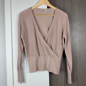 L'agence Pink Metallic Blair Crossover Pullover Sweater